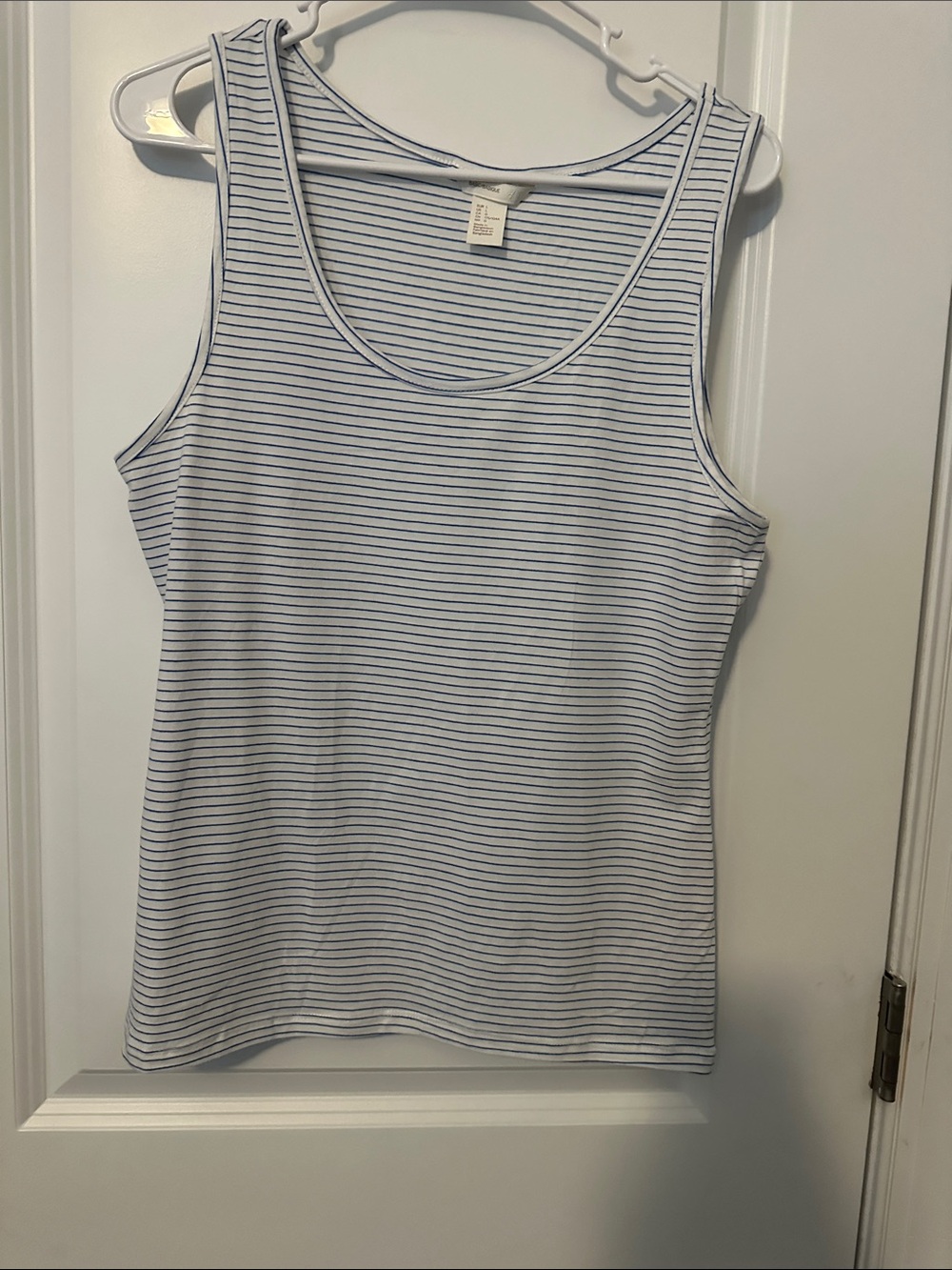 H&M White Tank Top with Thin Navy Stripes